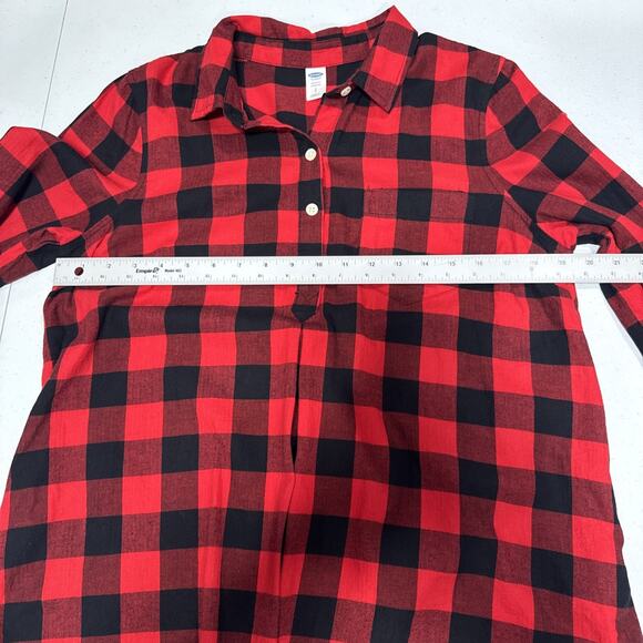 Old Navy Maternity Top Womens S/P Buffalo Plaid Flannel Henley Relax Fit Shirt - Picture 4 of 10